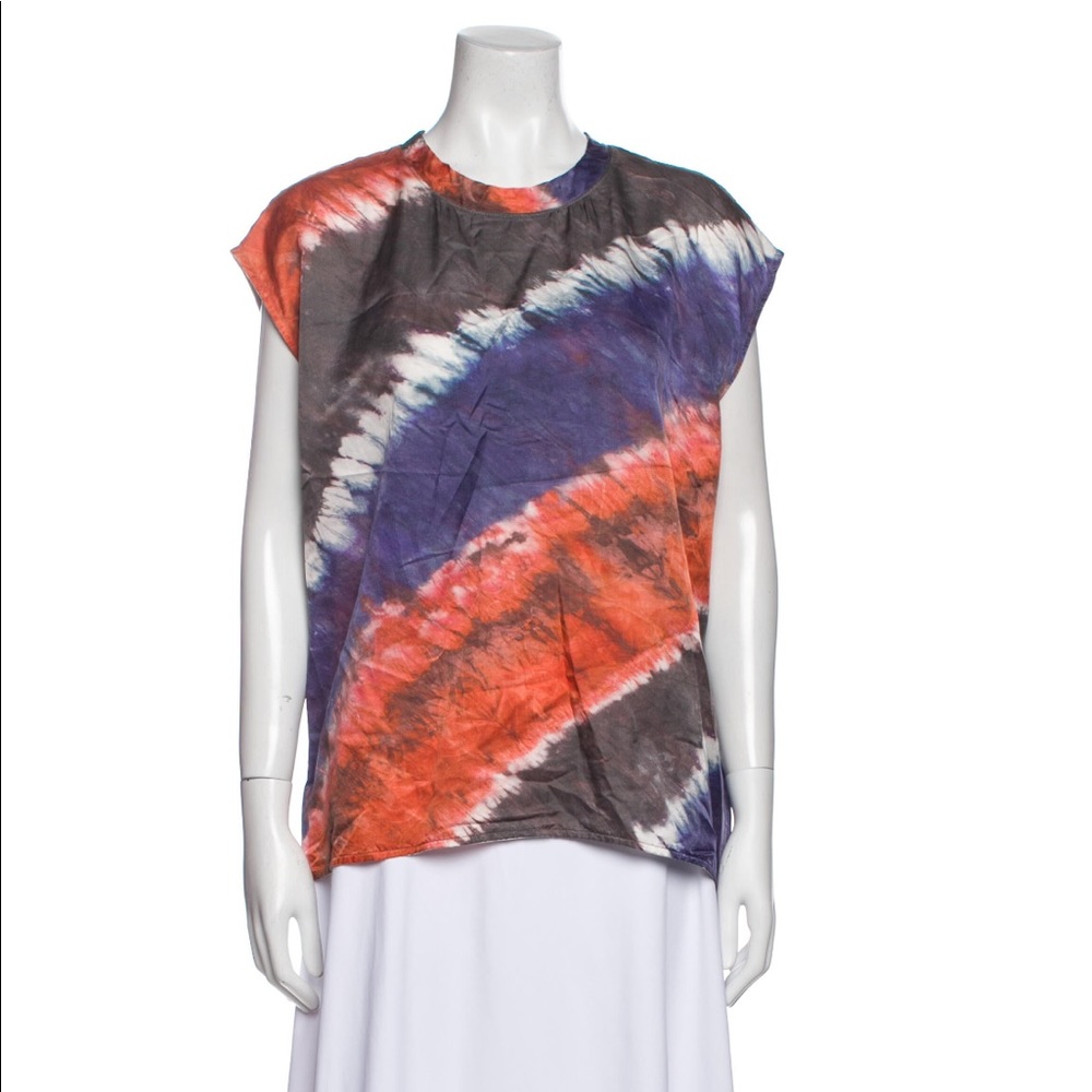 RAQUEL ALLEGRA Tie-Dye Print Crew Neck Blouse. XS, but could fit small or medium
